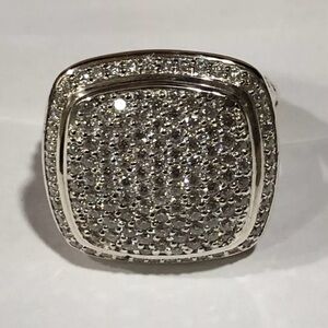 David Yurman sterling silver 17mm Albion pave halo diamond ring size 6